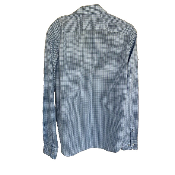 UNTUCKit Plaid Regular Fit Wrinkle Free Button Up Dress Shirt Large L Blue White - Picture 2 of 7